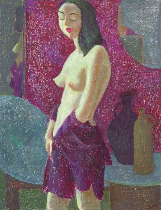 The painting by Leonid Petrushin NU10 from the serial NU symphony.
The serial was created from 2005 to 2008 years.
Technics:oil pastel,grain torchon.