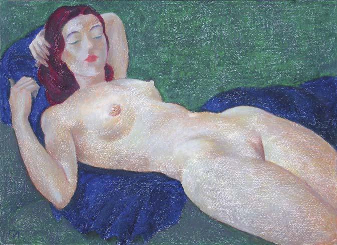 The painting by Leonid Petrushin NU11 from the serial NU symphony.
The serial was created from 2005 to 2008 years.
Technics:oil pastel,grain torchon.