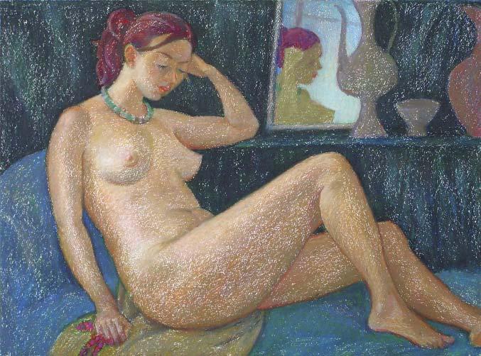 The painting by Leonid Petrushin NU20 from the serial NU symphony.
The serial was created from 2005 to 2008 years.
Technics:oil pastel,grain torchon.