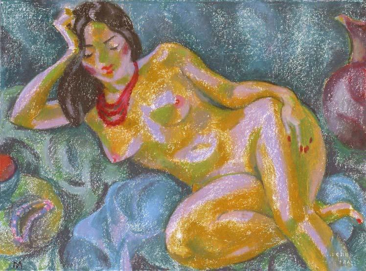 The painting by Leonid Petrushin NU41 from the serial NU symphony.
The serial was created from 2005 to 2008 years.
Technics:oil pastel,grain torchon.