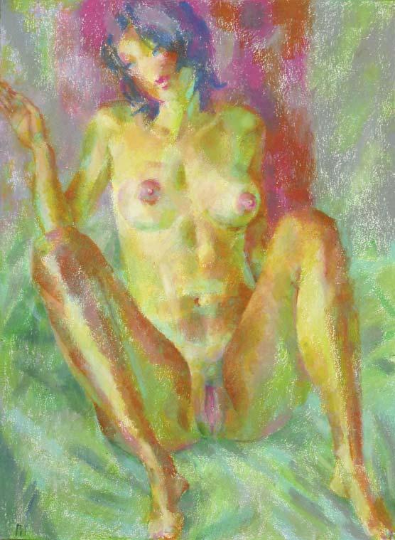 The painting by Leonid Petrushin NU64 from the serial NU symphony.
The serial was created from 2005 to 2008 years.
Technics:oil pastel,grain torchon.