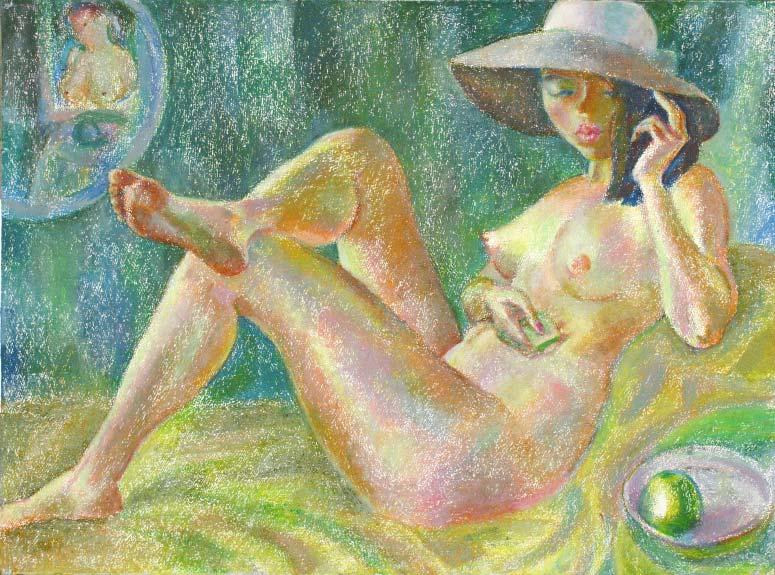 The painting by Leonid Petrushin NU73 from the serial NU symphony.
The serial was created from 2005 to 2008 years.
Technics:oil pastel,grain torchon.