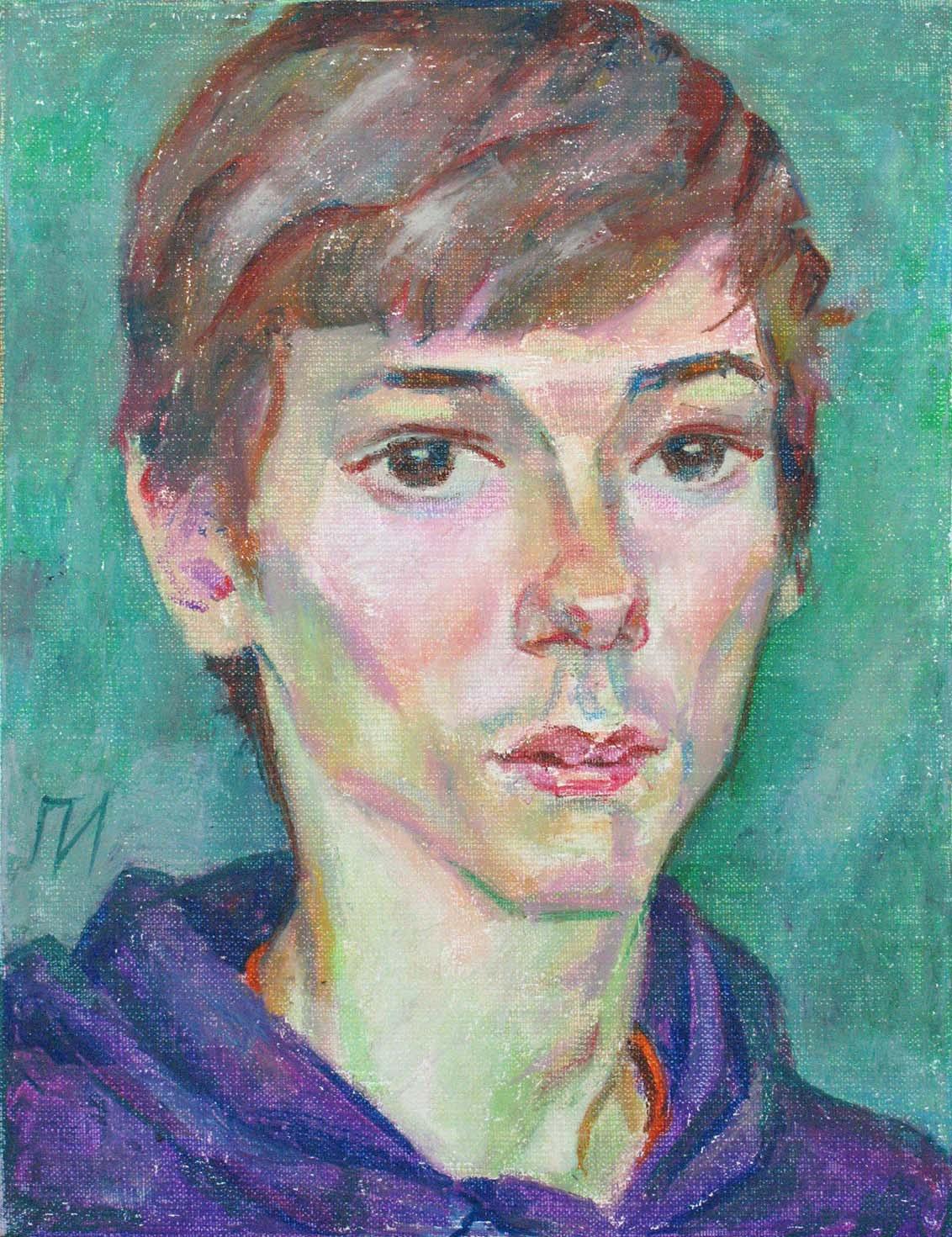 NIKITA , canvas, oil pastel, 35 � 27 cm, 2012



